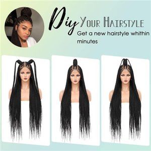 Sleek  Black Synthetic  36 Inch 13x7 HD Lace Front knotless  Wig